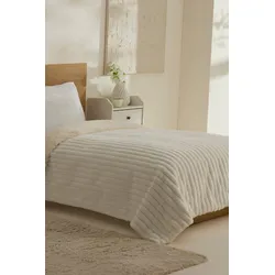 Karaca Stripe Sherpa Weiße Decke 150x200