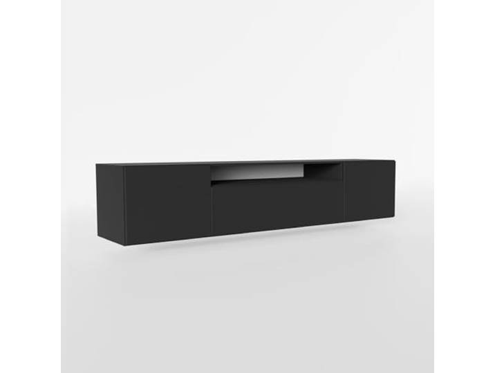 MEBLINI TV-Schrank 200cm Lang - Fernsehschrank - TV Lowboard Industrial - Unterschrank für Fernseher - TV-Unterschrank - TV-Schrank - Hängeschrank - Lion - 200x41x40cm - Schwarz Matt