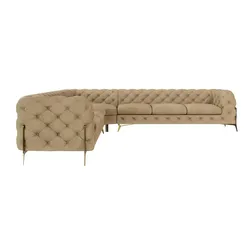 S-STYLE Chesterfield Ecksofa  Natalie ¦ beige ¦ Maße (cm): B: 323 H: 75