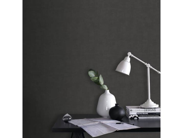 Papier Peint Intissé Béton Crépi Grainé 1005 X 52cm Anthracite