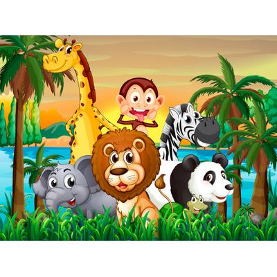 Fototapete PAPERMOON "Jungle Animals", bunt, B:2,5m L:1,86m, Vlies, Tapeten