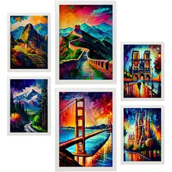 POSTER Set Mit 6 Weg Im Ölgemälde Stil A3 & A4 Weißer Rahmen