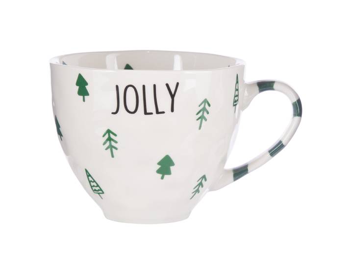 Tasse 11 x 9 x 11cm Blanc/Blanc/Vert