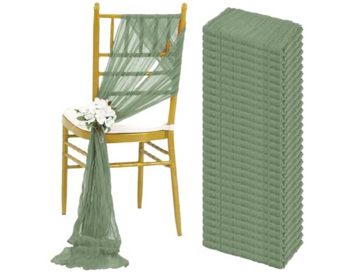 Stuhlschleifen für Hochzeiten 30PCS 30x275cm Hochzeit Grün Stuhl Schärpen Dekoration Gaze Bogen Abdeckung for Empfang Party(30pcs green)