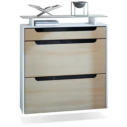 SCHUHSCHRANK Annie Eiche sägerau / Schwarz Hochglanz