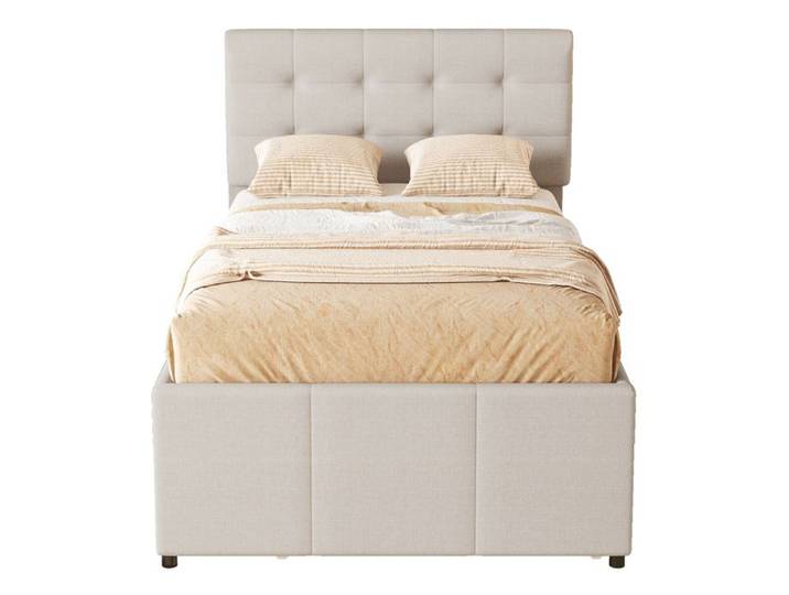 VLIVRA Lit gigogne Lit Simple 3 Tiroirs Dossier Réglable et Rangement 90×200 cm et 90×190 cm sans Matelas