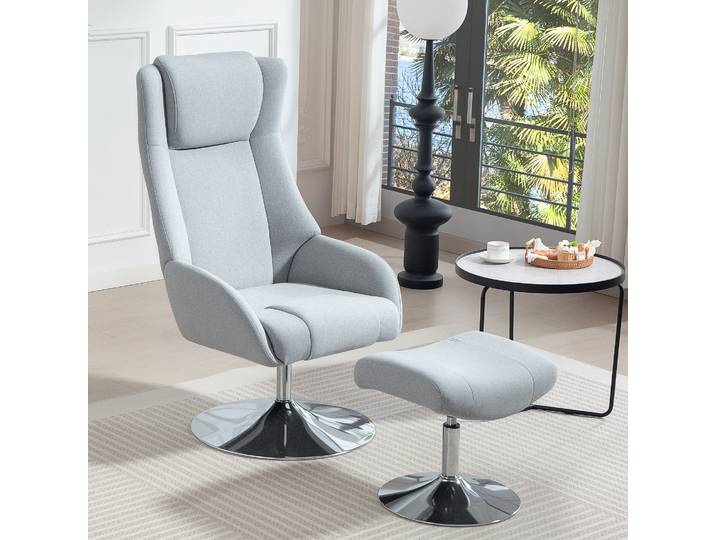 HOMCOM Fauteuil Pivotant Inclinable avec Repose-Pieds Gris