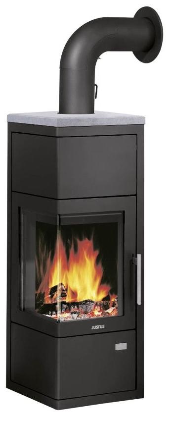 Justus | Kaminofen | Diego W+ | 6 kW | Stahl Schwarz, Speckstein