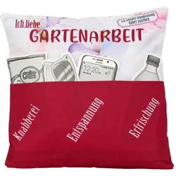 Outdoor Kissen mit Taschen - Ich liebe Gartenarbeit