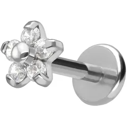 Titan Labret mit Push Fit BLUME MIT 5 KRISTALLEN