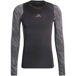 adidas Techfit Allover Print Langarmshirt Herren KA7988 - black/grey six L