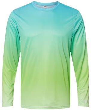 Paragon SM0225 Barbados Performance Pin Dot Long Sleeve T-Shirt in Aqua Blue/Light Lime size 4XL   Microfiber polyester 225