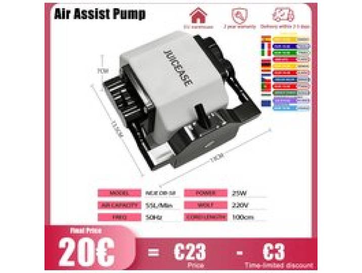 NEJE Laser Air Assist Pomp 220V 25W 55L/min 50Hz Luchtpomp Verstelbare lucht voor lasergraveermachines en aquariumoxygenatie