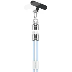 USB-Lanyard blau Typ-C zu Lightning Trageband mit int. Kabel 120cm
