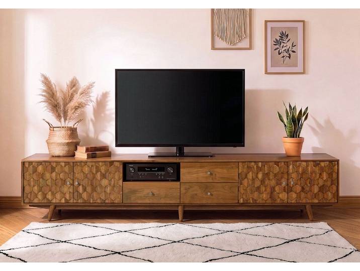 TV-Board Akazie 260x40x49 natur lackiert MOSAYK #118