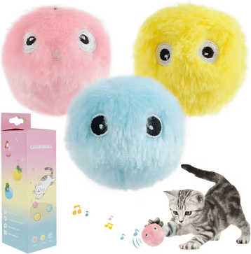Inspire Essentials PlayPurr Smart Interactive Cat Toy Ball With Sound And Catnip 3 Pcs