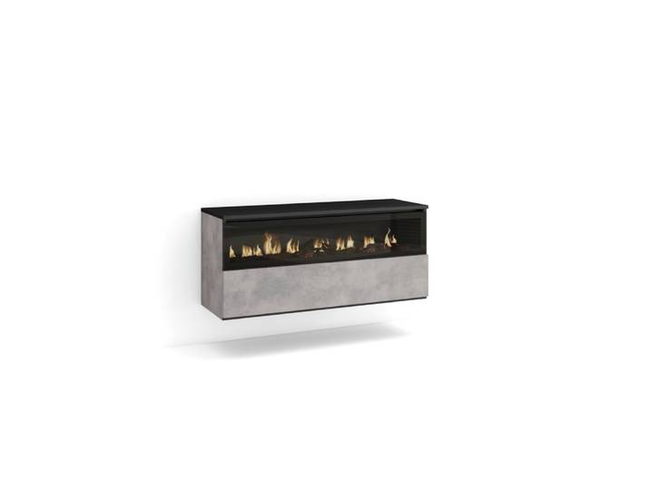 Cheminée électrique led effet bois ciment 102x35x45cm effet feu