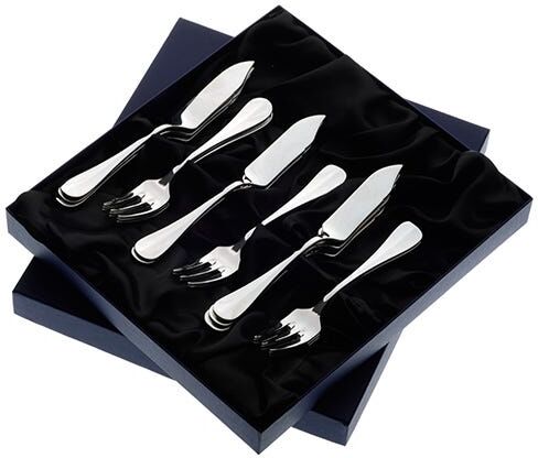 Arthur Price of England Baguette Sovereign Silver Plate Set of 6 Pairs Of Fish Eaters