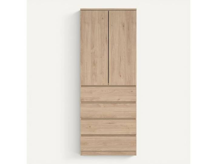Armoire 2 portes 4 tiroirs BEST imitation chêne