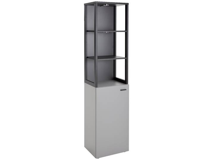 Hom´in Vitrine ALMERIA, grau, Holznachbildung