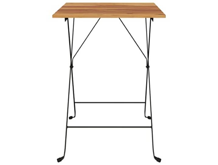 KTHLBRH Klappbarer Bistrotisch 55 x 54 x 71 cm Massivholz Teak Stahl Robuster Stahlrahmen, platzsparendes Design, Verwendung im Freien, maximale Belastung 110 kg