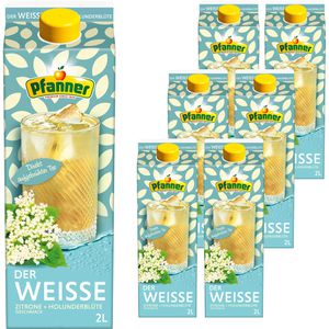 Pfanner Eistee Der Weiße Zitrone-Holunderblüte, im Tetrapack, aus weißem Tee, 6x 2 Liter