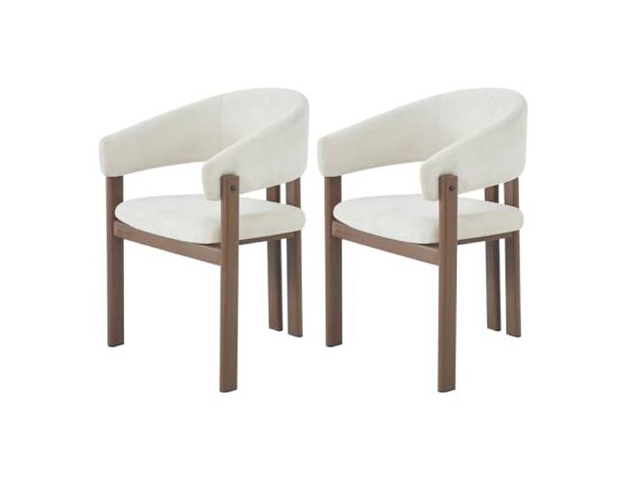 I0I&I0I Esszimmerstühle 2er Set Metall Holzoptik Leinenbezug Bequem Atmungsaktiv Für Esszimmer Wohnzimmer Cafés Moderner Stil (Walnut + Linen)