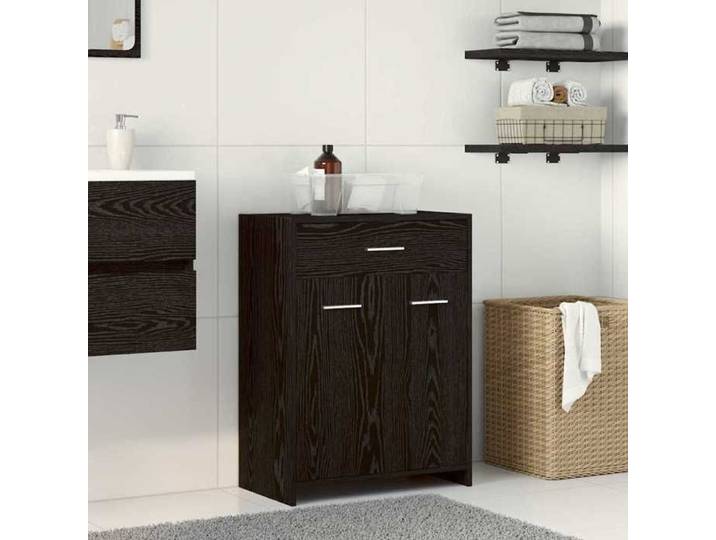 HSF® Colonne WC/Cabinet de Salle de bain - Meuble rangement pour bain/ARMOIRE WC - avec tiroir Chêne noir 60x33x80 cm mcv89489