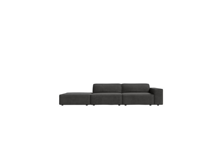 3-Sitzer Designsofa „Jodie“ mit abgerundetem Ottomane Samtbezug Grau Chosen by Bloomingloft