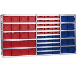 PROREGAL Eurokastenregal | Grundregal | HxBxT 207x87x60cm | 11 Ebenen | Fachlast 350kg | inkl. 20L Euronorm-Lagerbehälter | Verzinkt