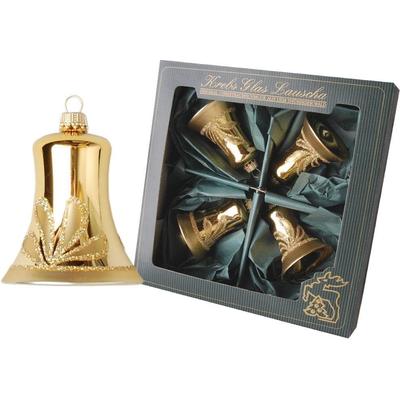 Christbaumschmuck KREBS GLAS LAUSCHA "Glocken, Weihnachtsdeko, Christbaumschmuck", gold (goldfarben), H:7cm, Glas, Weihnachtsbaumschmuck, mundgeblasen, goldfarben