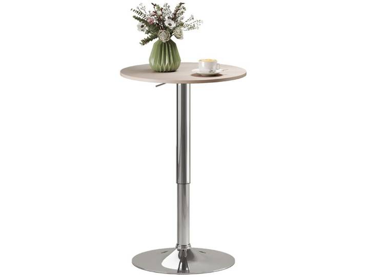 Table de bar réglable - Table haute ronde - Base ronde - Diamètre 60 cm - Hauteur 67 à 93 cm - Naturel - 60 x 60 x 93 cm - EUJIGSHOP
