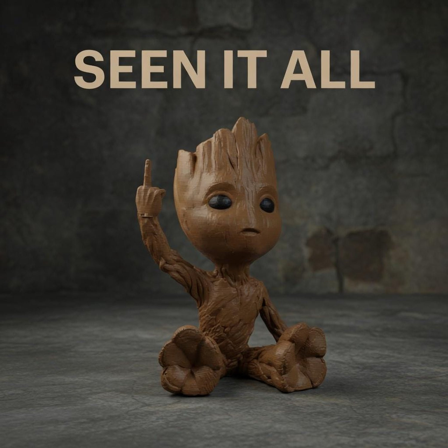 AnimalsAttitude Middelgroot Boomkarakter Figurine met Middelvinger – 3D-geprint PLA Beeldje