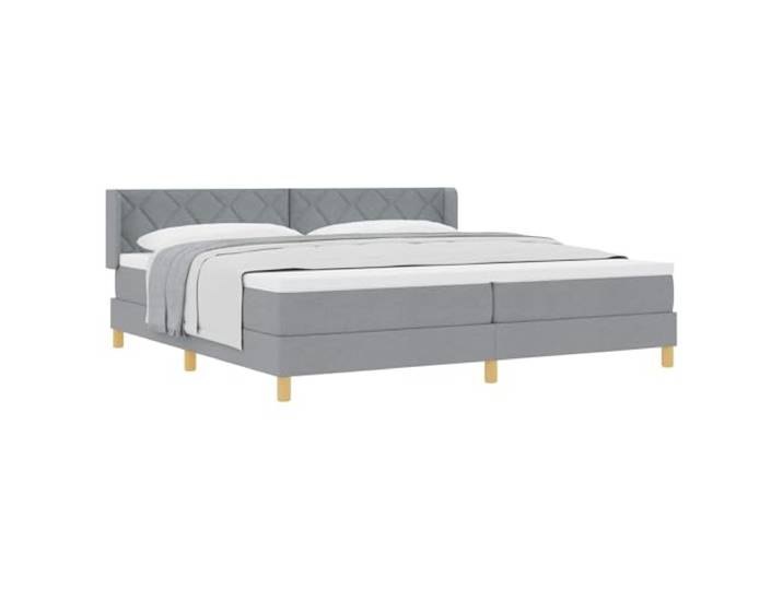 KKgypkn Boxspringbett mit Matratze Hellgrau 200 x 200 cm Stoff, Boxspringbett Holz Kiefer mit verstellbarem Kopfteil, manuell höhenverstellbares Kopfteil aus Polyester