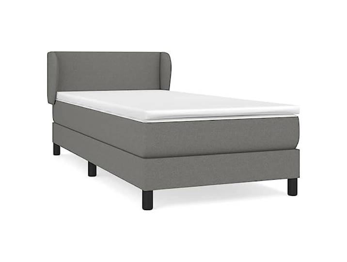 PUGYNBK Boxspringbett, 90 x 190 cm, Dunkelgrau Verstellbares Kopfteil, Taschenfederkerne, mittlere Festigkeit, atmungsaktives Gewebe