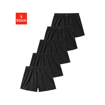 Weiter Boxer H.I.S "Herren Boxer", Herren, Gr. 6L, 5 Stk., Jersey, schwarz, Jersey, Obermaterial: 95% Baumwolle, 5% Elasthan, unifarben, bequem, Unterhosen, weite Passform, Komfortbund, aus Baumwoll-Stretch, Topseller