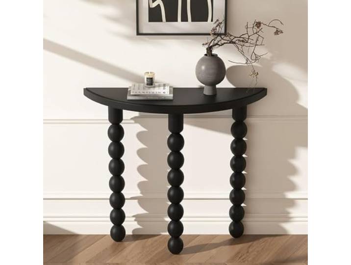 LJWFZBD Massivholz Konsolentisch, Schmaler Flurtisch mit Retro-Design Massivholz, Schmales Profil, Retro-Stil, Flur & Eingang, Platzsparend(Black,47.2 (120cm))