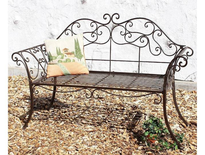 DanDiBo Gartenbank Metall Braun Wetterfest 146 cm 2 Sitzer Parkbank 111183 Antik Eisen Sitzbank Garten Antik