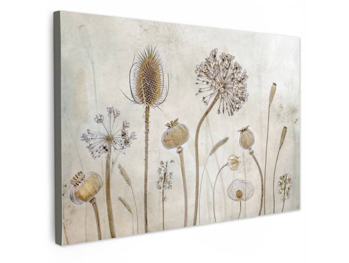 LEINWANDBILD Blumen - Aquarell - Stilleben - Braun - Vintage Gemälde 60x40 cm