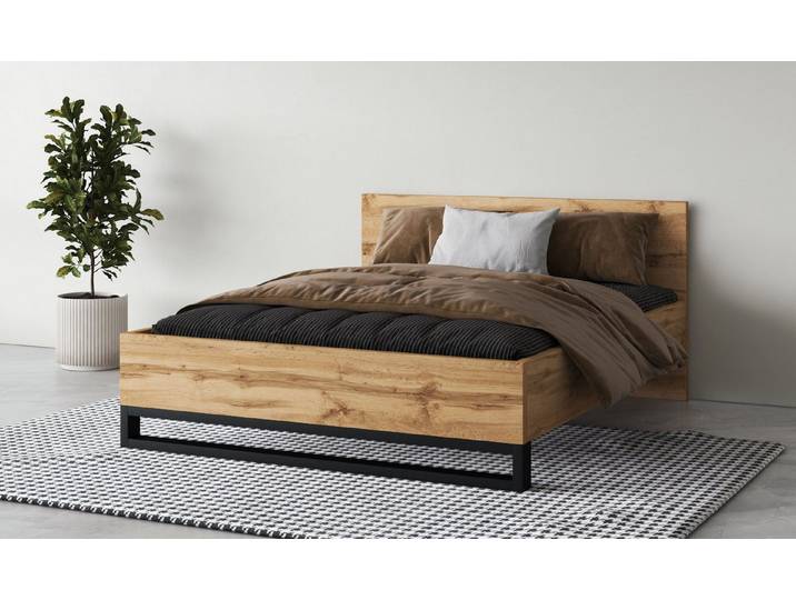 Home affaire Bettgestell Bronne, modernes Stauraumbett, Liegefläche 140x200 cm, beige, stabil und robust