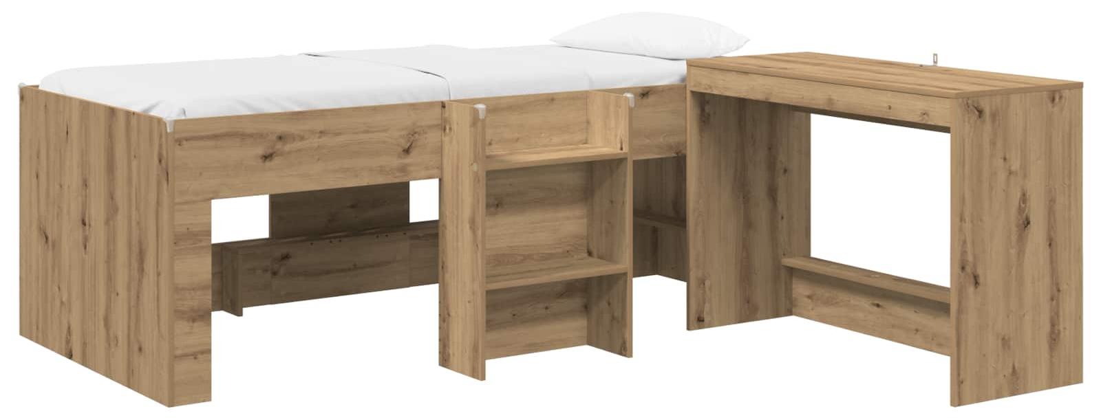 Hochbett für Kinder mit Schreibtisch, 2 Stück, Eiche "Artisan"-Optik
