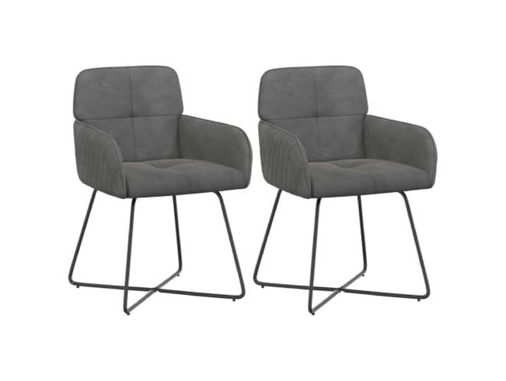 POUFGDR Esszimmerstühle, 2 Stück, Velours, Dunkelgrau Sitzfläche aus weichem Velours, stabiler Metallrahmen, ergonomische Rückenlehne und Armlehnen, einfache Montage