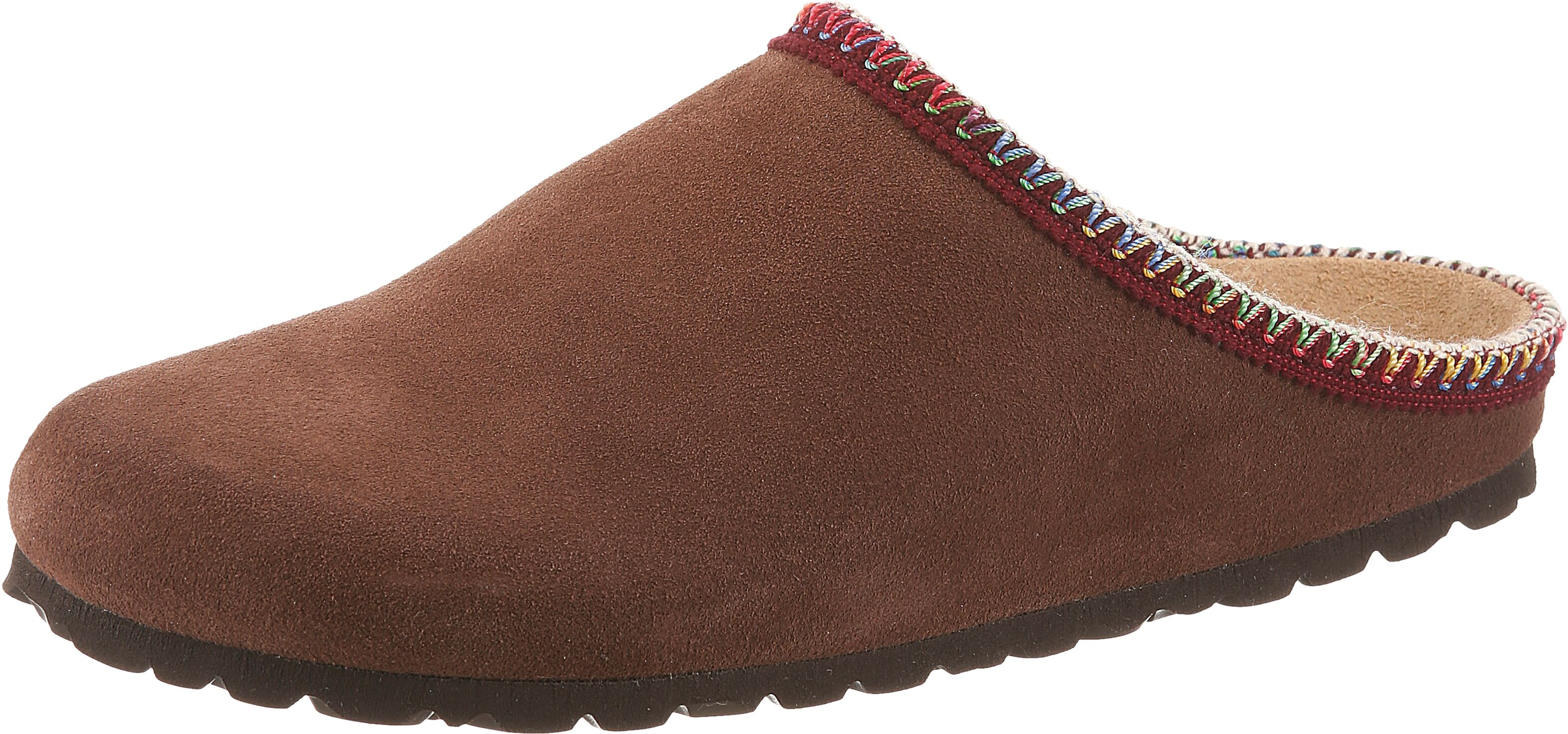 Clog ANISTON SHOES, Damen, Gr. 39, ungefüttert, braun, Veloursleder, Schuhe Clog, Schlupfschuh, Hausschuh mit farbenfroher Ziernaht - NEUE KOLLEKTION braun 39, ungefüttert
