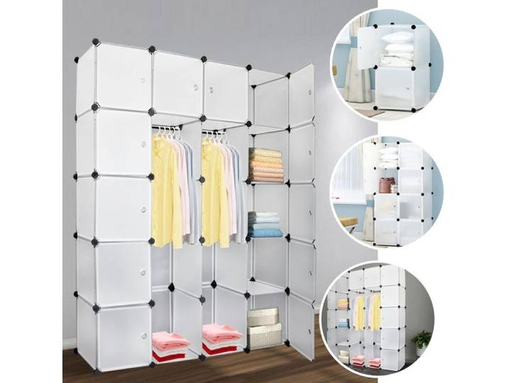 Bettizia Armoire de Chambre Rangement 5 étages Armoire Portable DIY Modulaire blanc 20 Cubes ARMOIRE DE CHAMBRE
