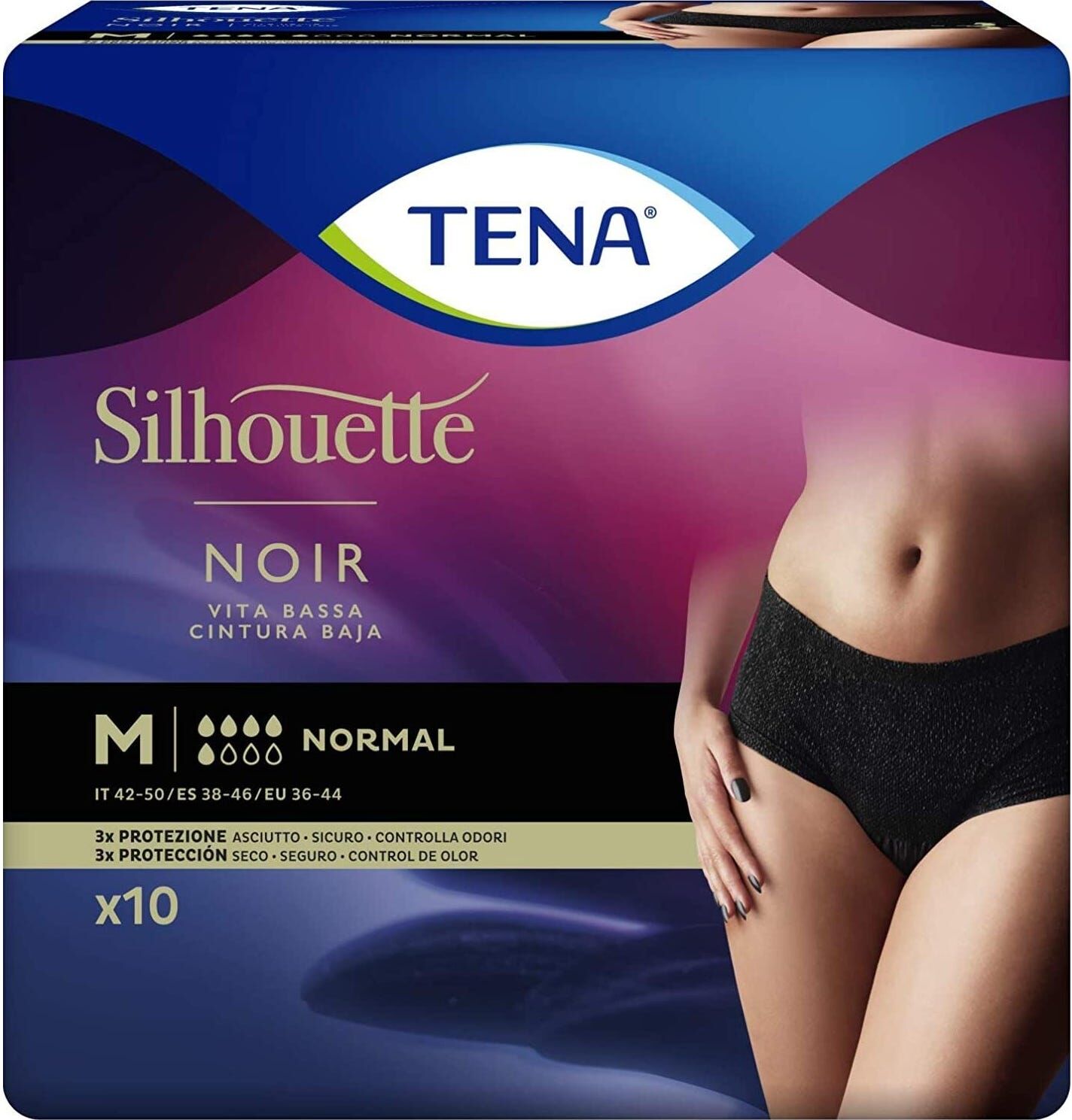 TENA Compresas Silhouette Negra Baja M 12 Unidades