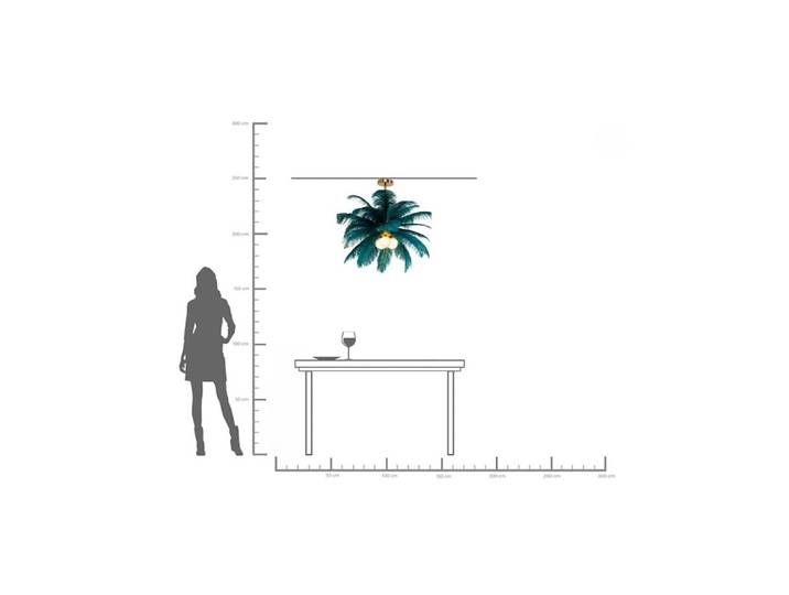 KARE Designer Hängeleuchte Feather Palm, dimmbar, grün, für Wohn- / Esszimmer, Design