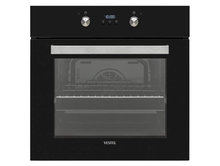 VESTEL Backofen Teleskopauszug 2-fach Timer Hot Air Shield VEB24056, mit 2-fach Teilauszug