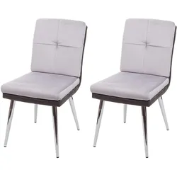 2er-Set Esszimmerstuhl HWC-G48, Küchenstuhl Polsterstuhl Lehnstuhl, Kunstleder Samt FSC®-zertifiziert ~ grau