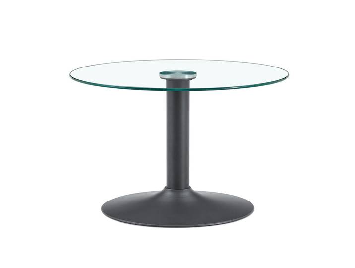 ComfortXL Couchtisch De-37356 rund mit Glasplatte und Metallgestell Schwarz, 70x45x70 cm, Wohnzimmer, Wohnzimmertische, Couchtische