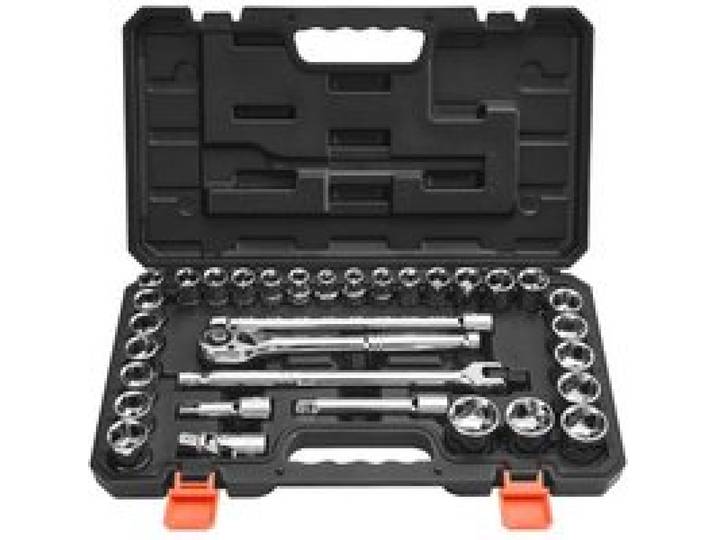 VEVOR Steckschlüsselsatz 33-tlg. 12,7 mm Antriebssteckschlüssel und Ratschensatz, SAE und metrisch, Werkzeugsatz mit Ratschenschlüssel, Verlängerungsstange Tragkoffer, CR-V-Legierungsstahl